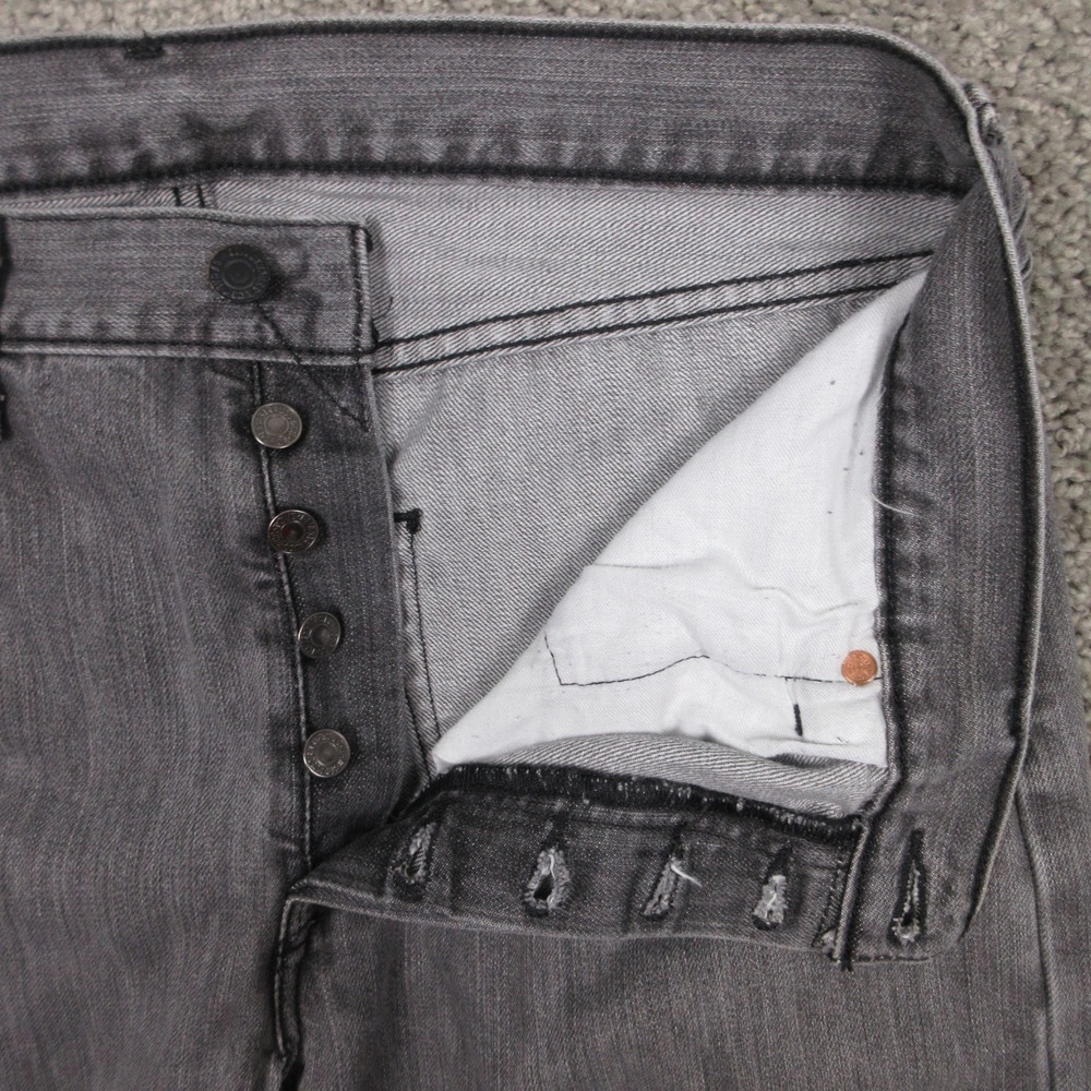 Levis Jeans Mens 33x20 Gray 501 Button Fly Original Straight Denim Pants - Picture 7 of 10